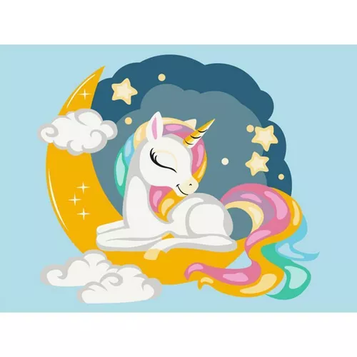купить Картина по номерам BrushMe KBS0105FC 30x40 сm (fără cutie) Unicorn în culori de curcubeu в Кишинёве 