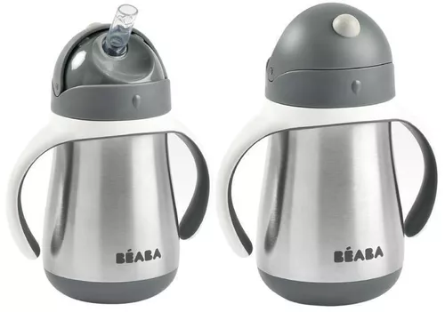 cumpără Cană cu pai Beaba B913536 Cana cu pai din inox 250 ml Mineral Grey în Chișinău 