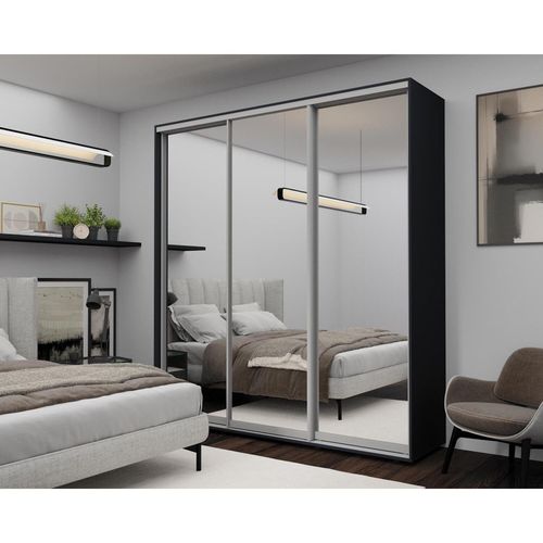 купить Шкаф Nex Home Dulap cu uși glisante, 220x60x220cm, Oglinda, Antracit в Кишинёве 