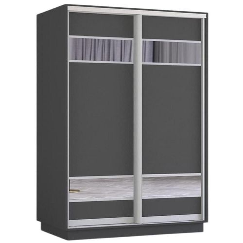 купить Шкаф Mobildor-Lux Fox uși glisante din PAL cu elemente din oglindă (150x60x200H cm) Anthracite в Кишинёве 