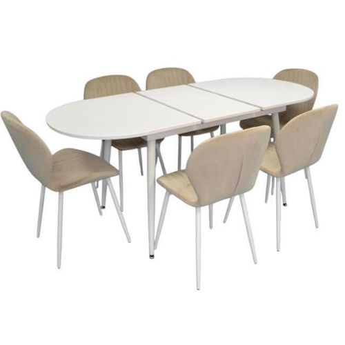 купить Комплект стол и стулья Evelin di Costacurta стол DT-533R Wh + 6 стульев YTC-064Wh UF910-01 (Light beige) в Кишинёве 