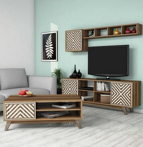 купить Стенка Trendy Inci Орех, Белый (комплект мебели для гостиной) (GTR001312) в Кишинёве 