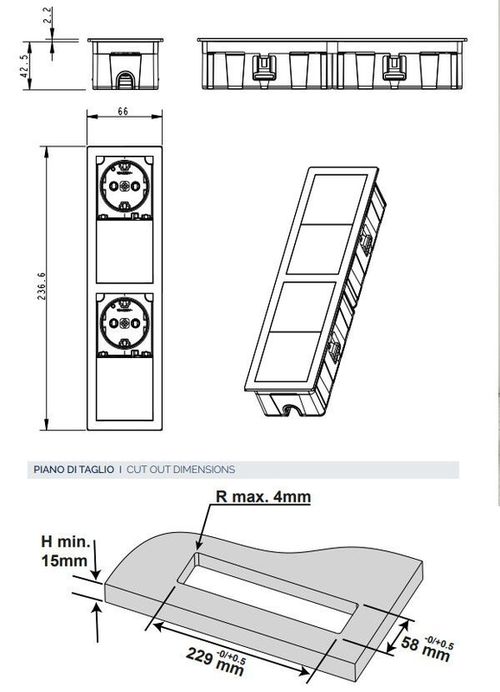 купить Розетка электрическая ASA Plastici 060.25F.00041 Versahit Mono Combi 1 socket F+1 USB.5V (A+C) Stainless steel в Кишинёве 