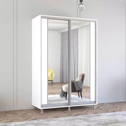 cumpără Dulap Mobildor-Lux Aron cu uși glisante cu oglindă vertical (180x60x220H cm) Alb Brilliant în Chișinău 