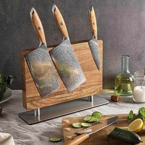 купить Аксессуар для кухни Takumi Suport magnetic pt cutite Magnetic Knife Double Block Acacia Wood в Кишинёве 