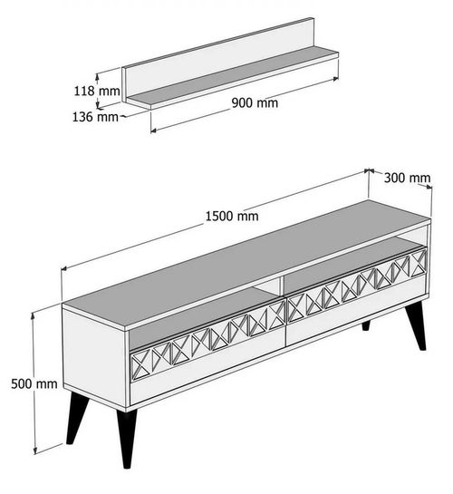 cumpără Comodă TV Trendy Linie, Crema 150x50x30cm în Chișinău 