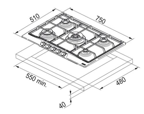 cumpără Plită încorporabilă pe gaz Franke 106.0183.107 FHTL 755 4G TC CO C în Chișinău 