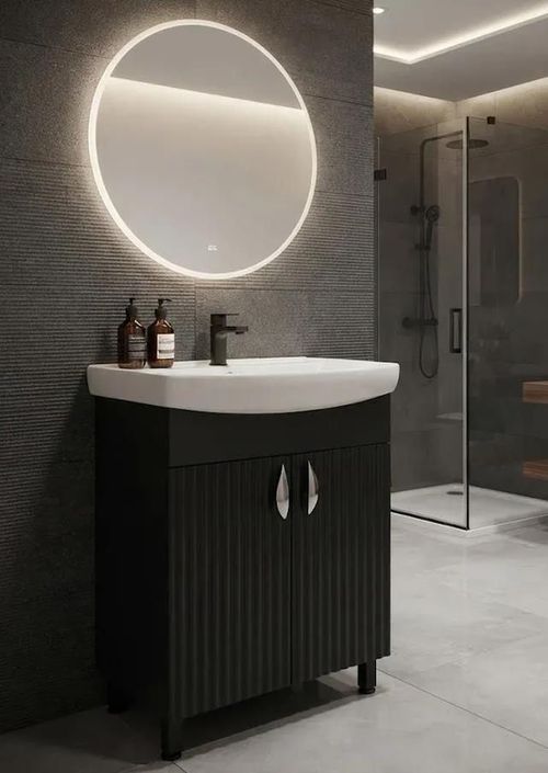cumpără Dulap pentru lavoar Mashtab 12467 Aqua (CL) cu 2 uși 600x370x850 Negru mat în Chișinău 