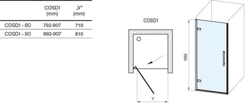 cumpără Paravan de duș Ravak Shower door Cool! 90x195 Black transparent COSD1-90 (X0VV70300Z1) în Chișinău 