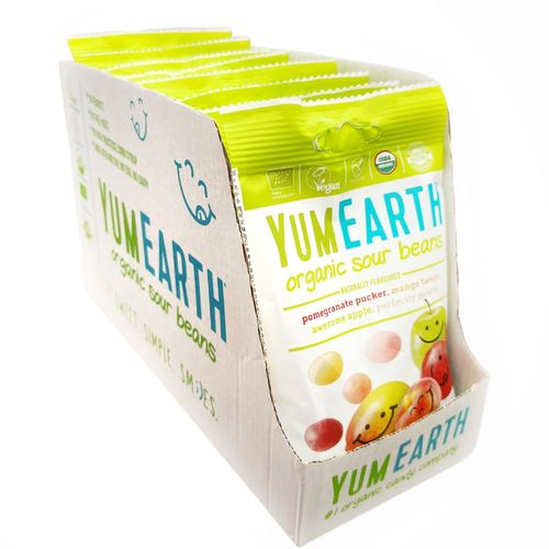 Bomboane mestecabile YumEarth, Organic Sour Beans 12x 50 g 