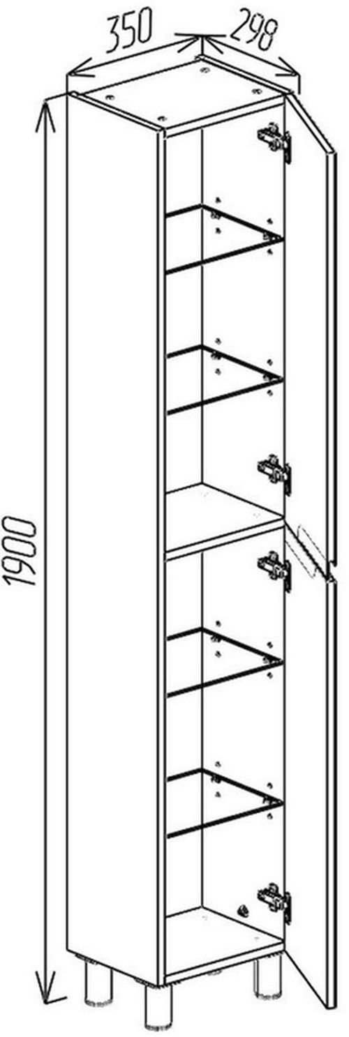 купить Шкаф-пенал Bayro Santos 350x1900 универсальный белый мат в Кишинёве 