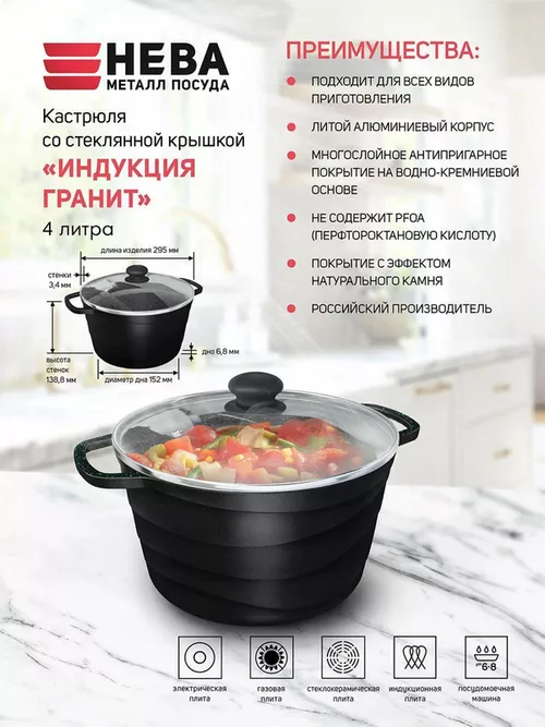 купить Кастрюля Neva NV-L186640i (4.0 л,) в Кишинёве 