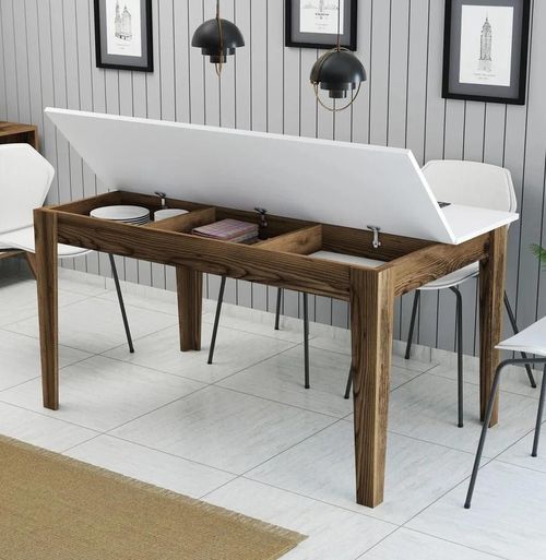 cumpără Masă Trendy Milan 514-Nuc, Alb 145x75x88cm în Chișinău 