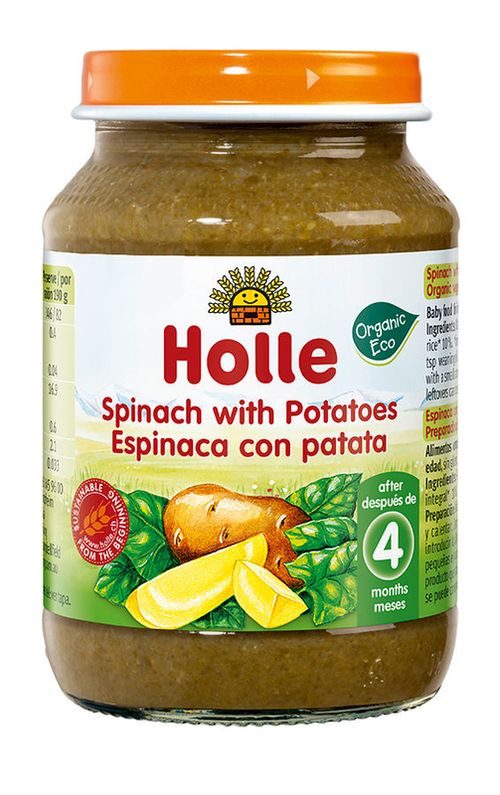 Пюре Holle Bio картофель и шпинат (4+ мес) 190 г 