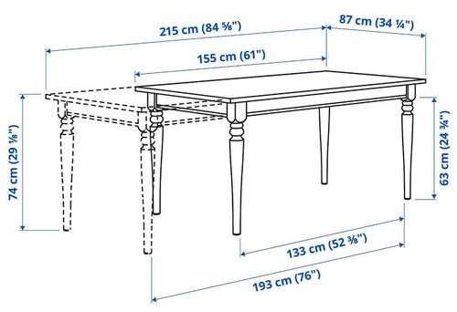 cumpără Masă Ikea Ingatorp 155/215x87 (Negru) în Chișinău 