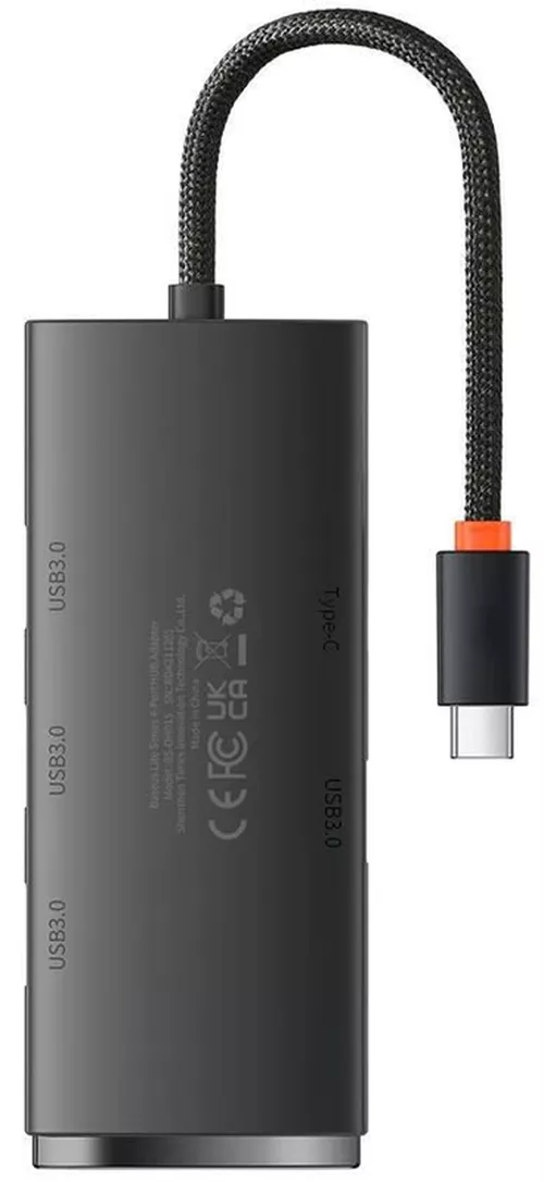купить Переходник для IT Baseus WKQX030301 HUB 4in1 Type-C 3.0 to 4*USB-A 1*Type-C 3.0 Lite Series, Black в Кишинёве 
