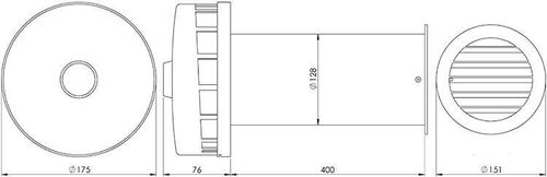 купить Вентилятор вытяжной Europlast SPK2-125dB Kit ventilator casnic de perete D.125 cu izolare fonică в Кишинёве 