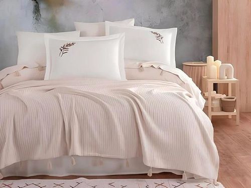 купить Домашний текстиль Promstore 57065.4 Lenjerie de pat 2pers NewHome Pike Bej cu broderie в Кишинёве 