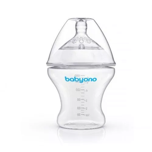 Biberon Babyono cu tetina din silicon 180 ml (0+ luni) 