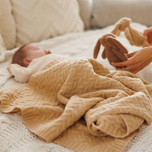 cumpără Lenjerie de pat pentru copii BabyOno 1648/02 Patura din lana merinos Dark Beige în Chișinău 