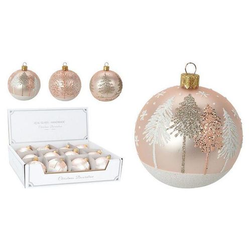 купить Новогодний декор Promstore 20321 Шар елочный стеклянный 80mm Mouth blow персиковый в Кишинёве 