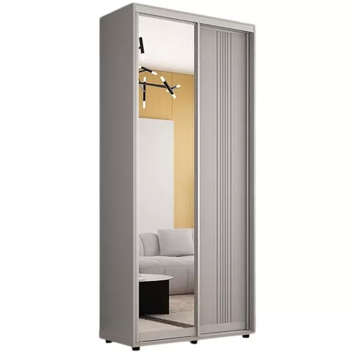 cumpără Dulap Mobildor-Lux Compact uși glisante Oglindă + PAL cu ornament linii (100x45x220H cm) Grey în Chișinău 
