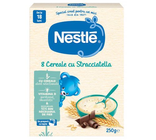 Каша молочная Nestle 8 злаков с молочным шоколадом "Stracciatella" (18+ мес) 250 г 