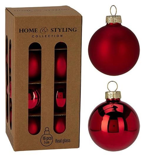 cumpără Decor de Crăciun și Anul Nou Promstore 20299 Set globuri 16x50mm Red, in cutie în Chișinău 