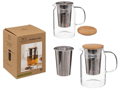 купить Чайник заварочный Promstore 55752 Ceainic din sticla Mia 0.9l, capac bambuc в Кишинёве 