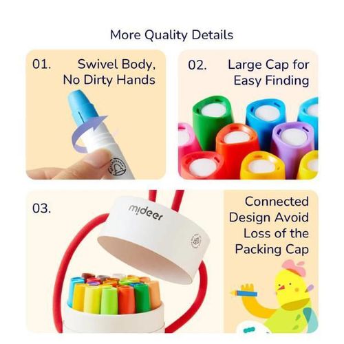 купить Набор для творчества Mideer MD4255 Set de creioane de ceară, 24 culori в Кишинёве 