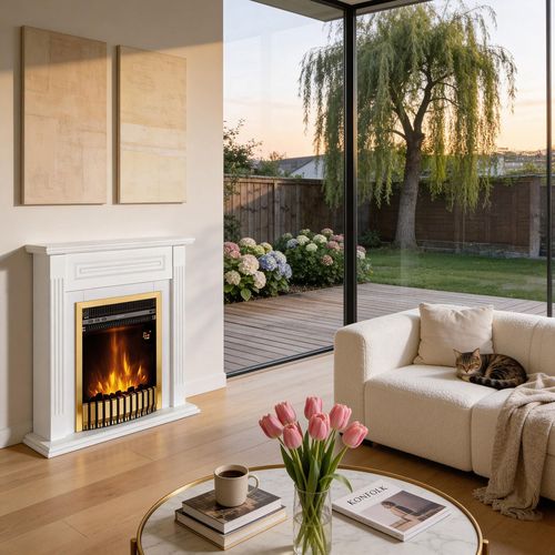 cumpără Șemineu electric ArtFlame Orina & Gala gold, 900x900x270mm, Alb în Chișinău 