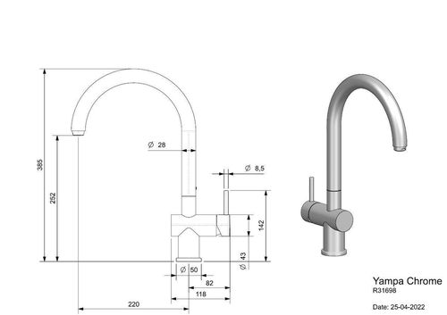 купить Смеситель кухонный Reginox R31698 Yampa в Кишинёве 