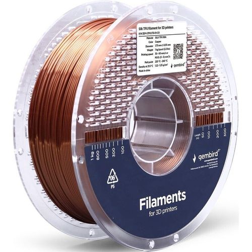 купить Нить для 3D-принтера Gembird TPU flexible filament, Copper, 1.75mm, 1kg в Кишинёве 