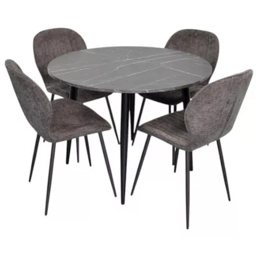купить Комплект стол и стулья Evelin di Costacurta стол DT-402-6B + 4 стула YTC-064B UF885-15 (Dark grey) в Кишинёве 
