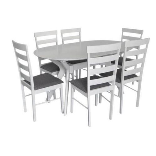 купить Комплект стол и стулья Evelin di Costacurta стол Raffles Oval White + 6 стульев GLORIA White/NV-10WP Grey в Кишинёве 