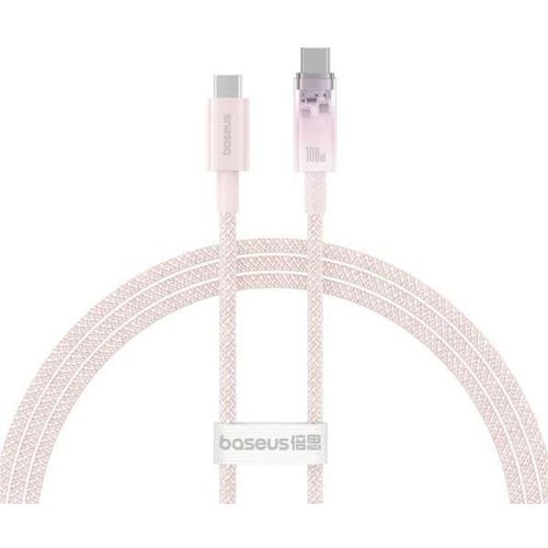 cumpără Cablu telefon mobil Baseus P10319703411-01 Explorer Smart Temperature Type-C to Type-C 5A 100W 2m, Baby Pink în Chișinău 