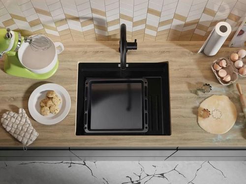 купить Мойка кухонная Primagran Prague 60 Step Level Undermount Black + accesorii 470x560 MPSKC#P в Кишинёве 