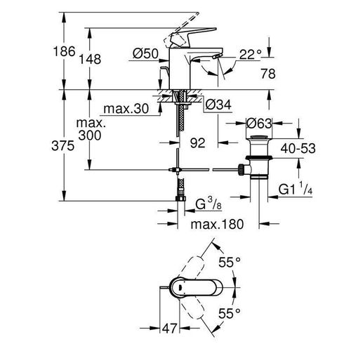 cumpără Baterie lavoar Grohe Eurosmart Cosmo lavoar S 32825000 în Chișinău 