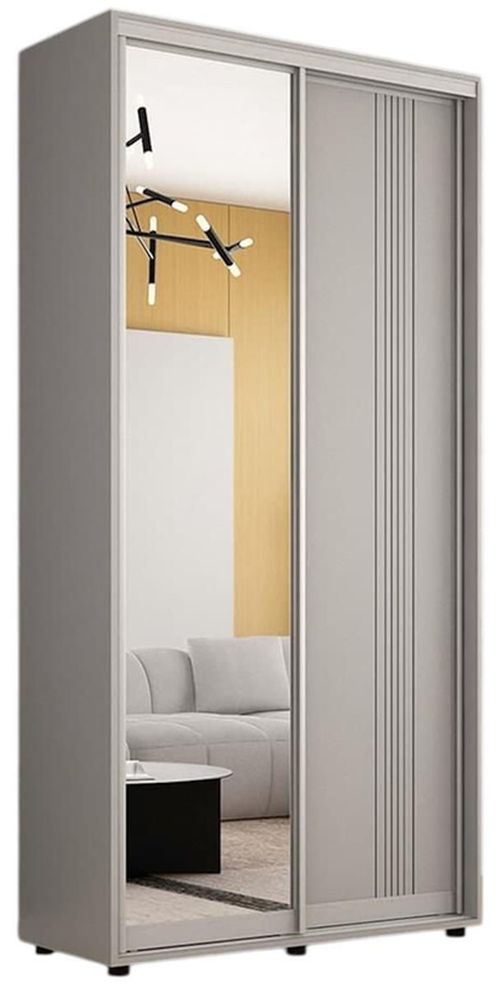 купить Шкаф Mobildor-Lux Compact uși glisante Oglindă + PAL cu ornament linii (100x45x210H cm) Grey в Кишинёве 