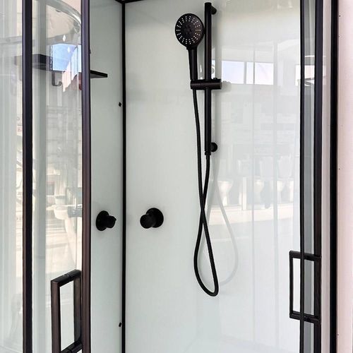 cumpără Cabină de duș Linia H2O Victoria Plus 900x900x215, 5 мм, квадратная, черный-мат în Chișinău 