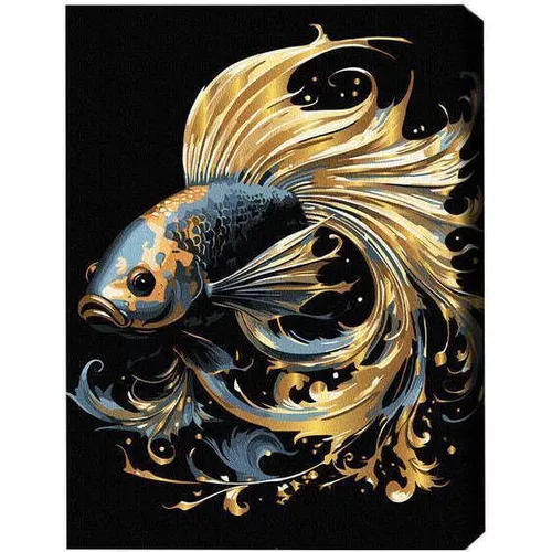 cumpără Tablou pe numere BrushMe BSB0006FC 40x50сm (pânză neagră/fără cutie) Peștișor magic în Chișinău 