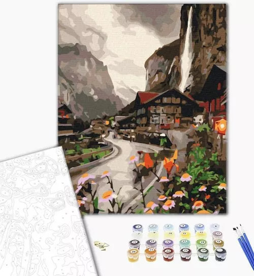 купить Картина по номерам BrushMe RBS36527FC 30x40 сm (fără cutie) Un oraș din Elveția в Кишинёве 