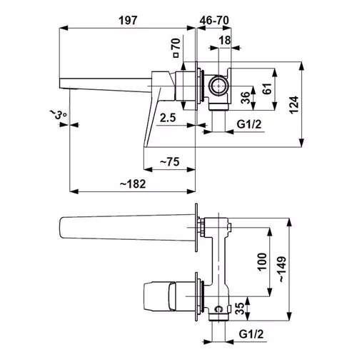 купить Смеситель для умывальника kfa armatura Malaga встраиваемый в стену, PVD оружейная сталь (124004) в Кишинёве 