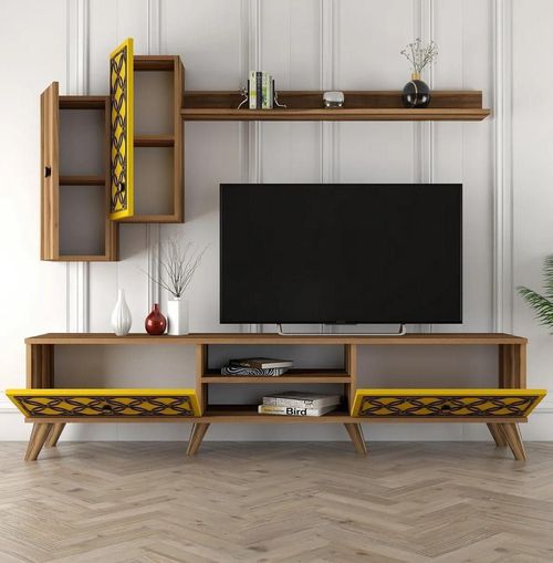 cumpără Set mobilă living Trendy Clasa S, Nuc, Galben 180x44x35cm în Chișinău 