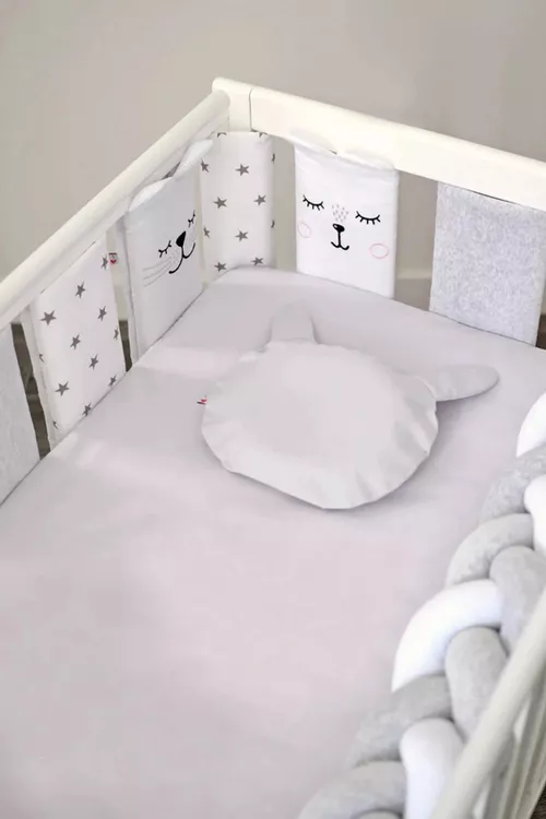 купить Бортик для кроватки Veres 154.05.15 Комплект Фэнс-бампер Summer Kitty White (6ед) в Кишинёве 