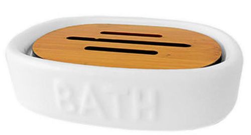 купить Аксессуар для ванной Tendance 46295 Bath Bathroom белая керамика+бамбук в Кишинёве 