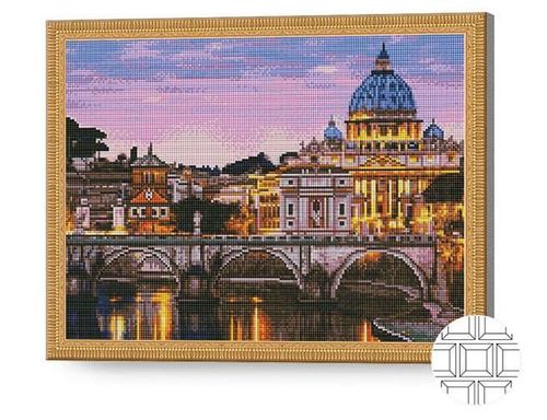 купить Картина по номерам Art Gallery QB204723 Mozaic cu diamante patrate 40x50cm Amurg mov in oras в Кишинёве 