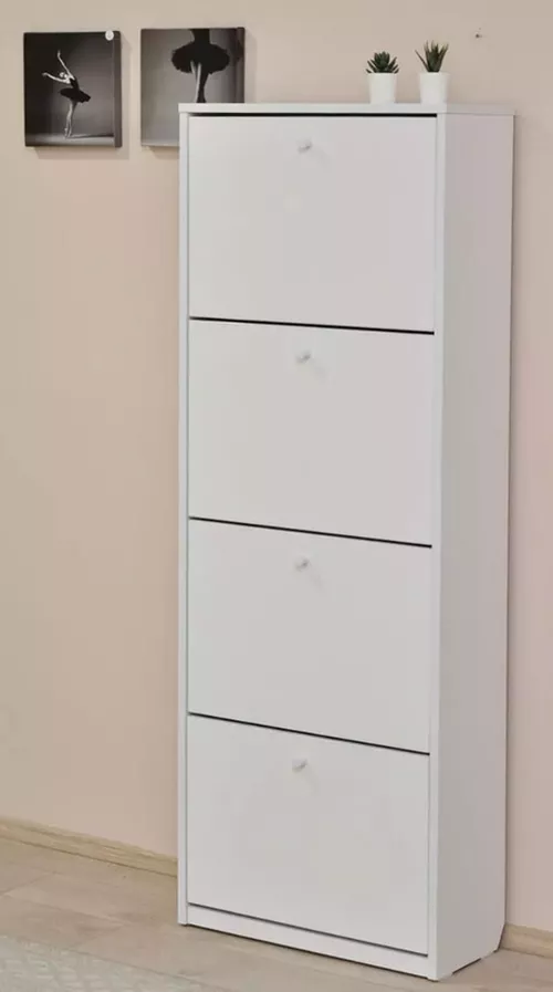 купить Полка для обуви Fabrik Home Тумба для обуви 4 дверцы / 800 белый ясень в Кишинёве 
