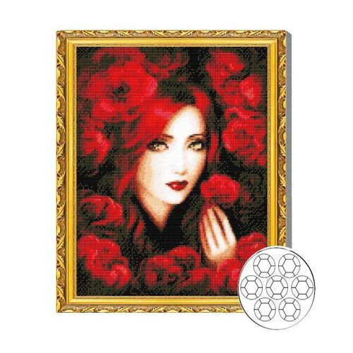 купить Картина по номерам Art Gallery GA79956 Mozaic cu diamante 40x50cm Fata printre flori rosii в Кишинёве 