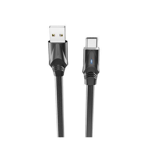 cumpără Borofone cable BU12 Synergy charging data cable for Type-C Black, USB to USB-C, 1.2m, 2.4A, zinc alloy connectors, with blue soft light, 715678 în Chișinău 